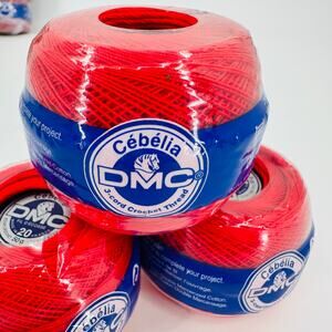 DMC Cebelia Crochet 167G 100% Mercerized Cotton Size 20 Bright Red 666 (3)